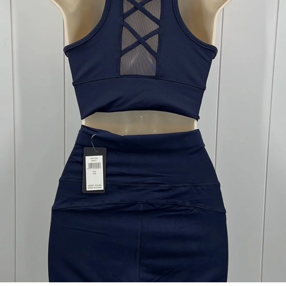 Navy Blue Athletic Bike Shorts - Picture 4 of 4